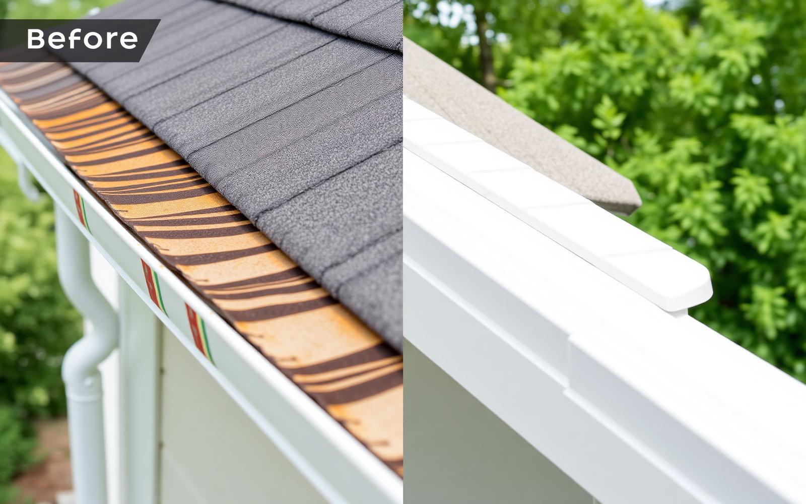 Gutters before and after brightening